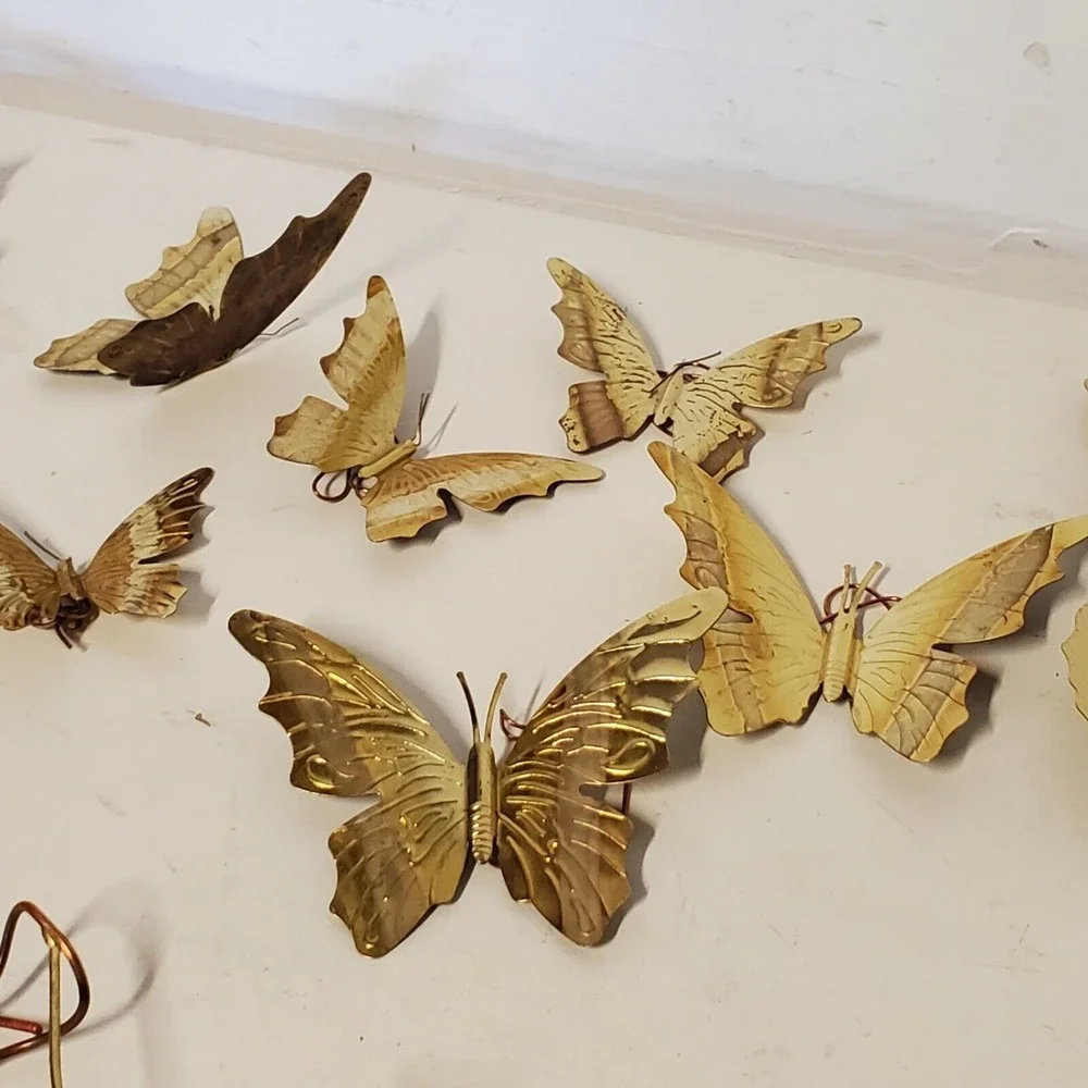 VINTAGE Hand Tooled Butterflies Leaves Wall Hangings Intricate Detail Home Decor